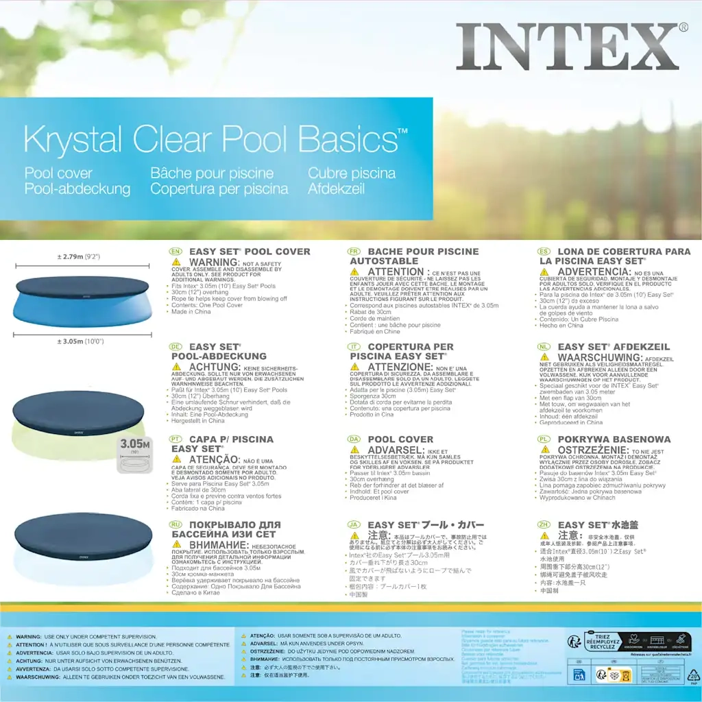 INTEX Copertura per Piscina Circolare 305 cm 28021 91506