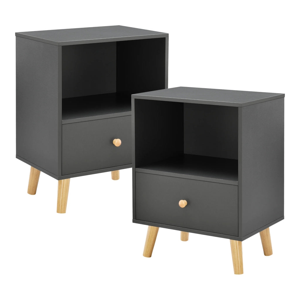 Set di 2 tavolini laterali 54 x 40 x 30 cm grigio scuro 03_0009714