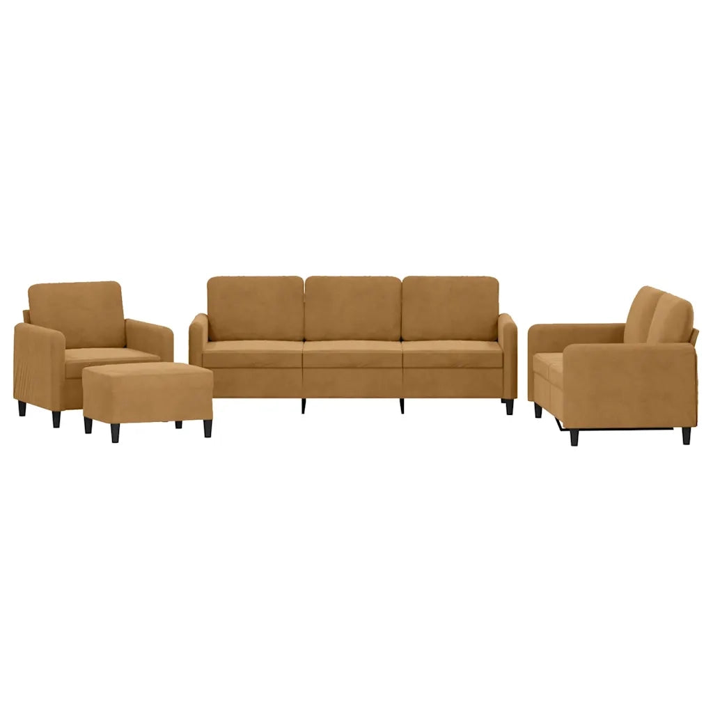 Set di Divani 4 pz Marrone in Velluto