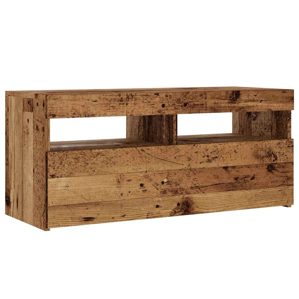 Mobile TV multimediale scaffale TV credenza mobile TV sala da pranzo soggiorno camera da letto con luci LED legno invecchiato legno ingegnerizzato marrone 02_0026837