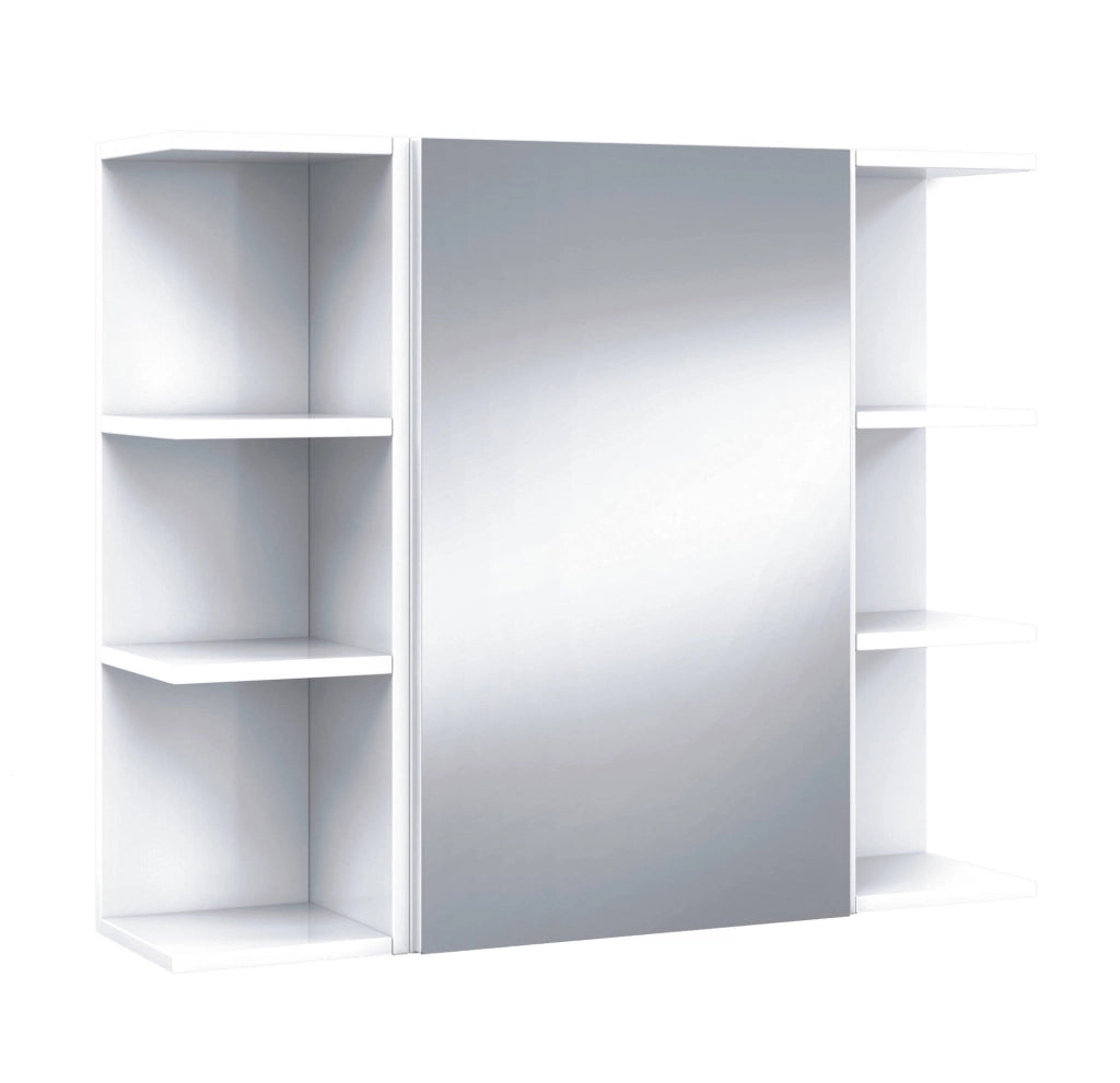 Mobile Pensile Bagno Andaluso, Mobile colonna per bagno, Armadietto sospeso, colore Bianco lucido, cm 40x21h65 - 1 anta