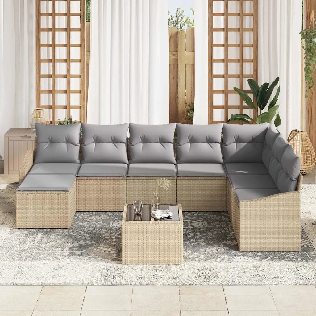 Set Divano da Giardino 8 pcs Beige e Grigio Chiaro polyrattan 3355519