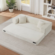Divano convertibile con struttura in schiuma, design quadrato classico, Bianco