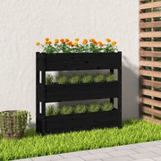 Fioriera-Vaso da Esterno-Contenitore per Piante Nera 112x25x104,5 cm in Legno Massello di Pino