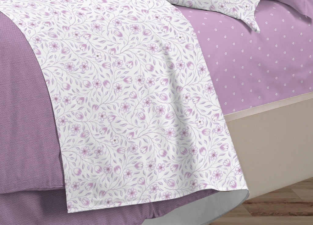 Completo Lenzuola Letto 100% Cotone Italy 3027 Disegno Melody - Matrimoniale - Rosa