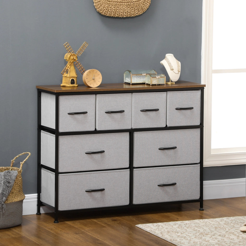 Cassettiera 8 cassetti tessuto pieghevole ¨C zephmum ¨C nero metallo 100x30x78 cm