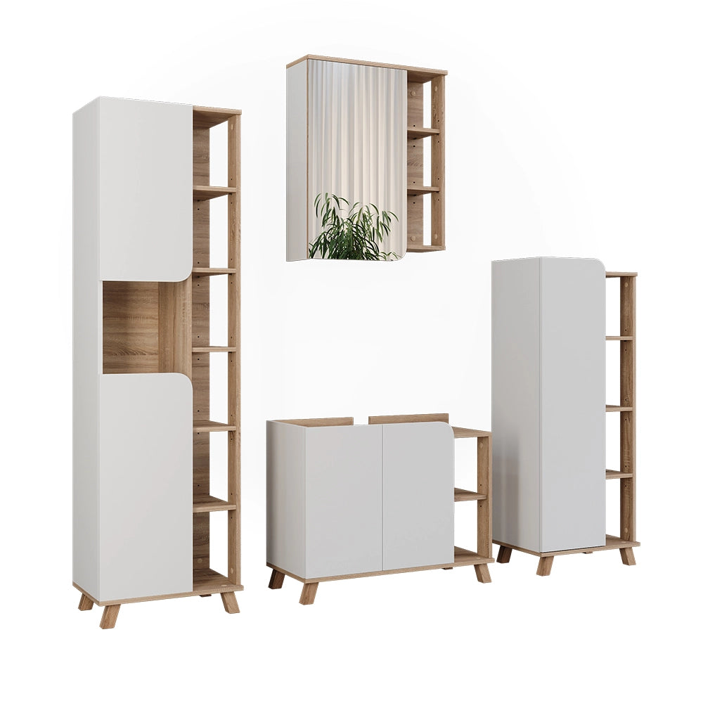 Vicco Set di mobili da bagno Sonoma/Bianco 4 parti