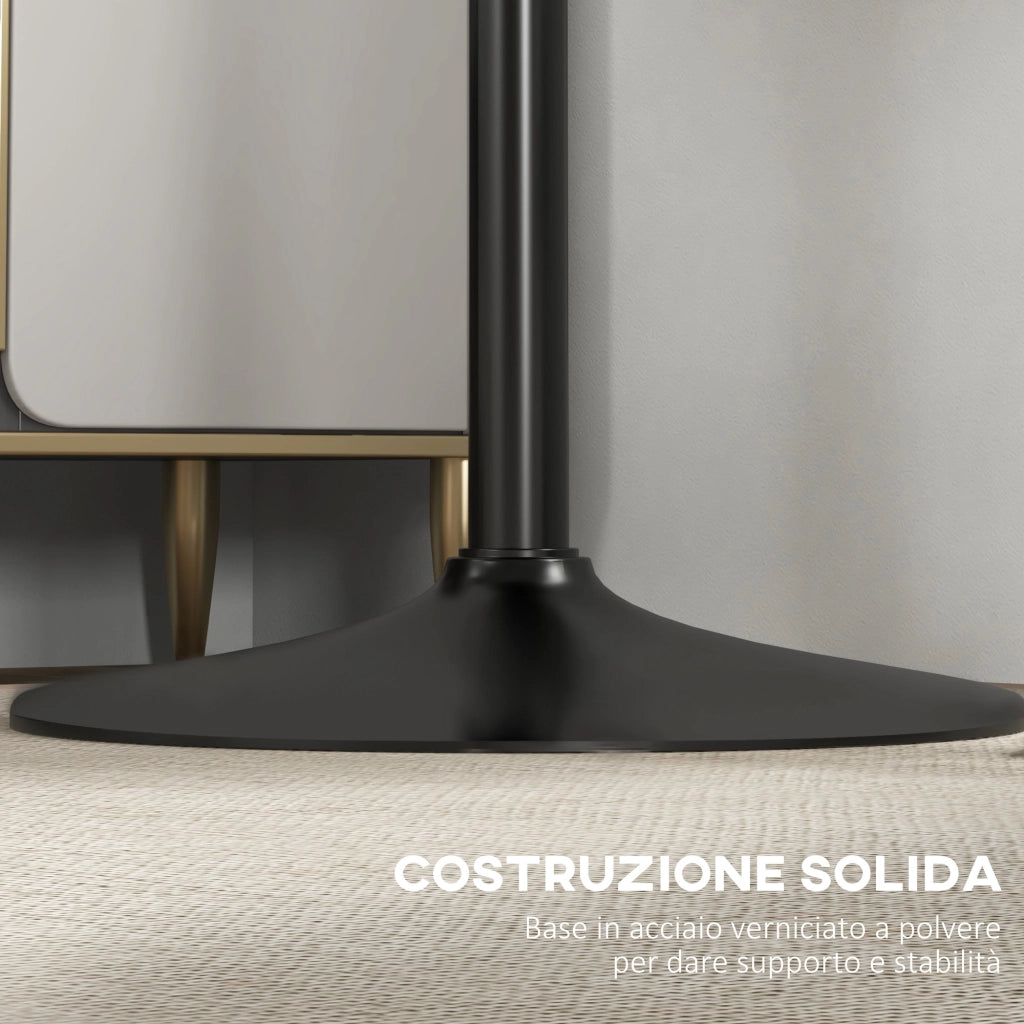 Tavolo Alto da Bar Moderno Rotondo con Base in Acciaio e Piano in MDF, ?70x102cm, Nero
