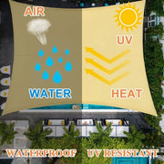 Ombrellone solare rettangolare 3x4m, impermeabile, beige, protezione UV, schermo vento, tessuto polyester, resistente al tempo, outdoor, ombrello solare per terrazza, giardino, balcone