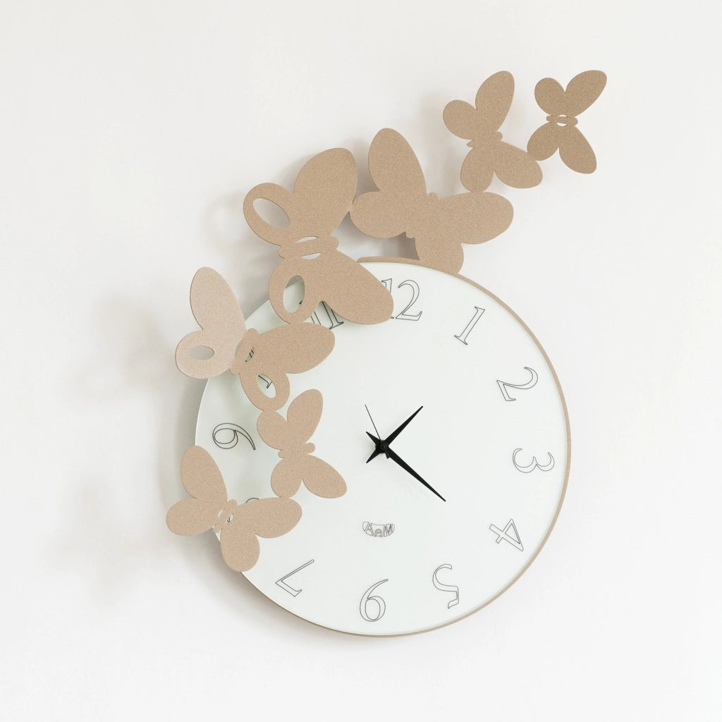 BUTTERFLY TONDO, Orologio da Parete con Farfalle, Arti e Mestieri