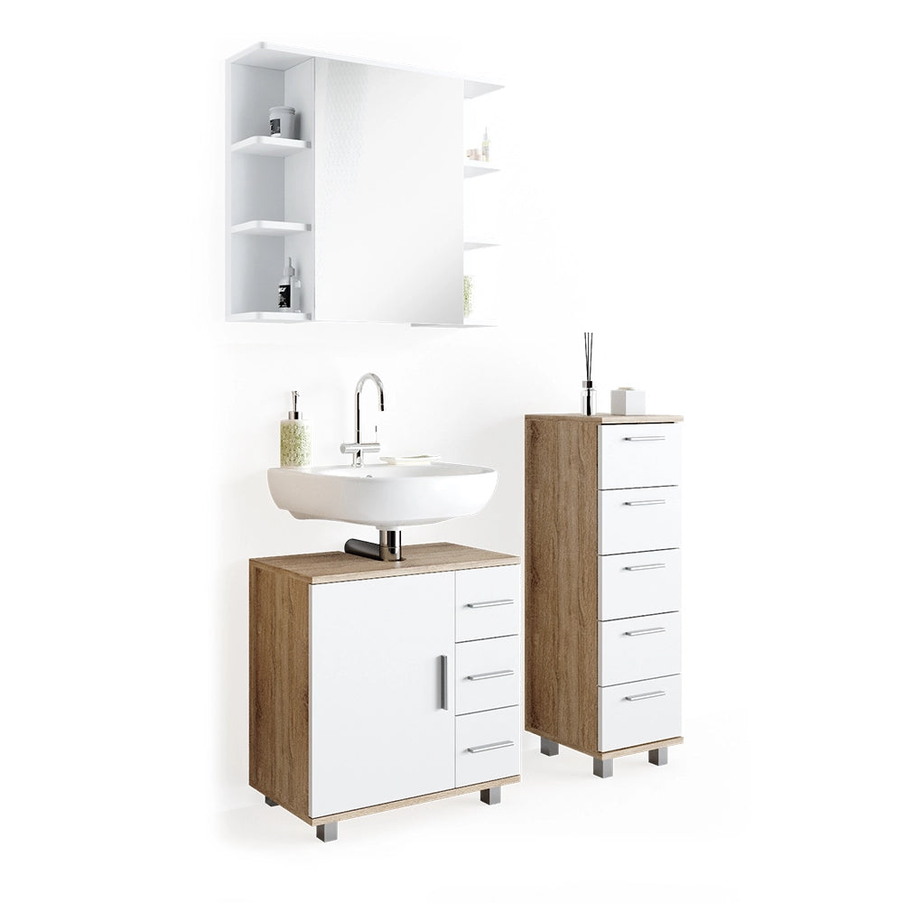 Vicco Set mobili bagno Sonoma 3 parti, con mobile midi