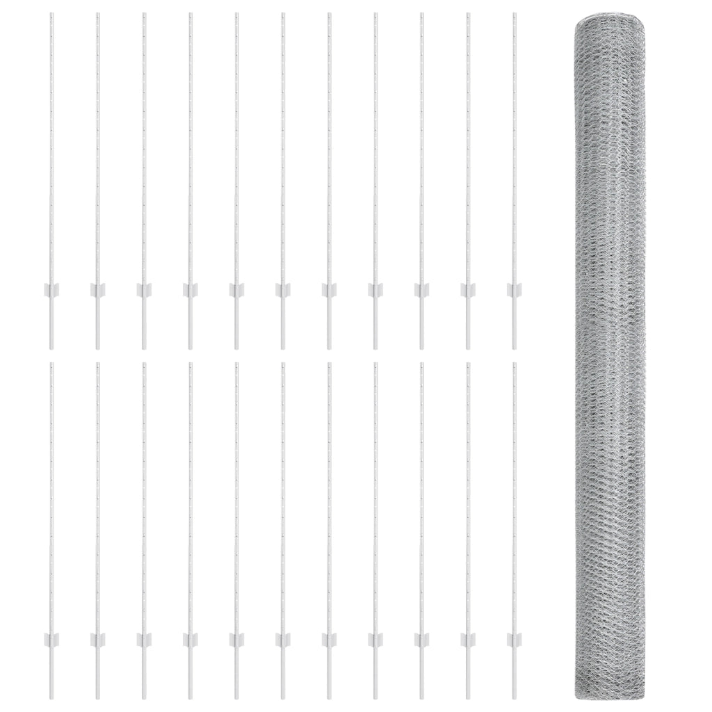 Post per Recinzione  22 pz Canale a U 140 cm Acciaio Galvanizzato