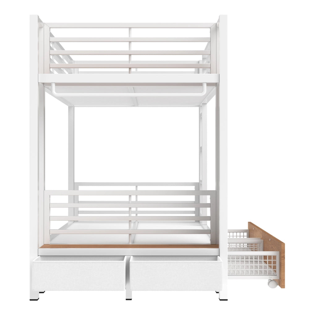 Letto a castello 90x200 cm in metallo e MDF con LED bianco