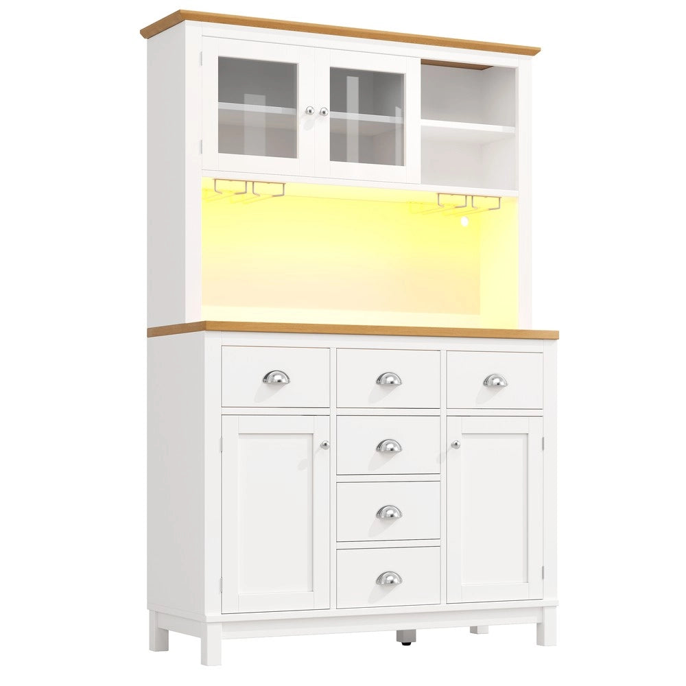 Credenza con LED ¨C Xylo ¨C Verde/Bianco, 4 Ante, 104x40x180cm