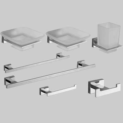 KIT ACCESSORI BAGNO 7 PEZZI SERIE GIULIA  Cromo  vetro     CARDINALE