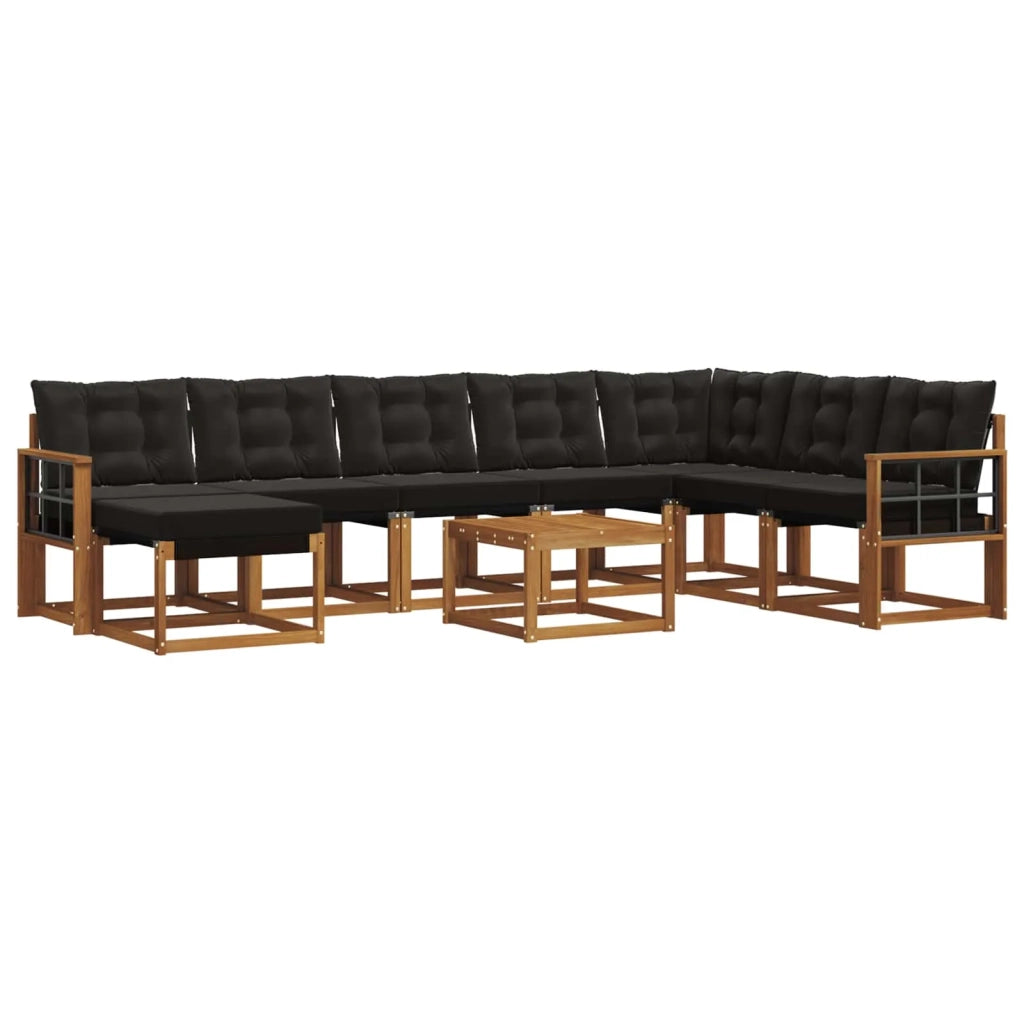 Set di divani da esterno con cuscino 9 pcs Naturale e Nero 3368983
