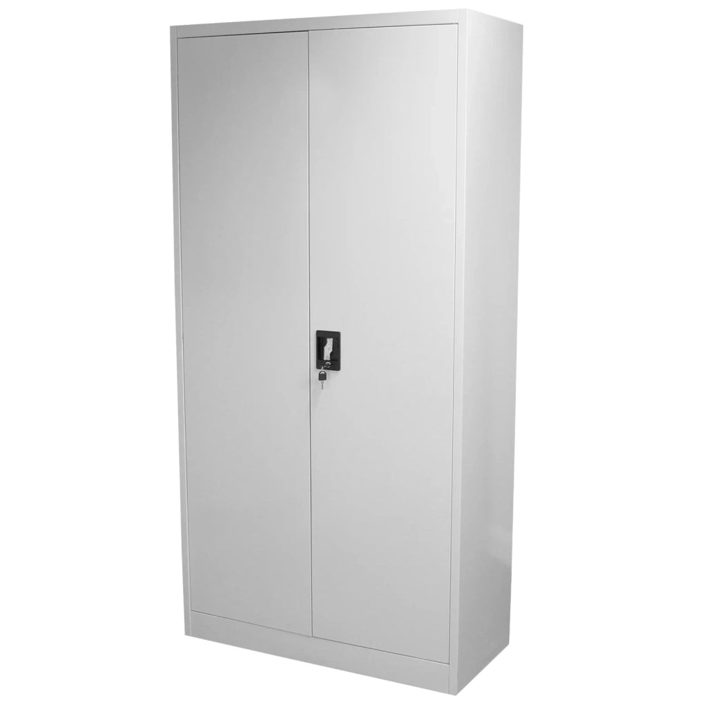 Armadietto Grigio Chiaro Alto 180cm in Acciaio per Casa e Ufficio con 4 Ripiani