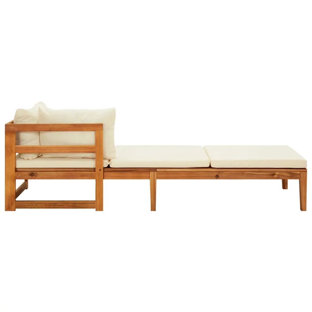Set Divani Giardino 3 pz Cuscini Bianco Crema in Legno d'Acacia 3087278