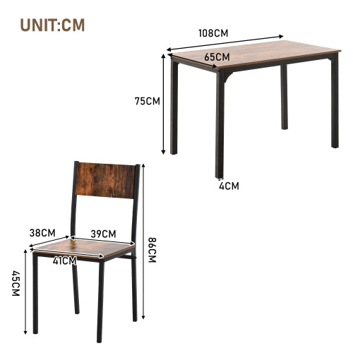 Set Tavolo da Pranzo con 4 Sedie ¨C Xylo ¨C Legno Vintage Marrone