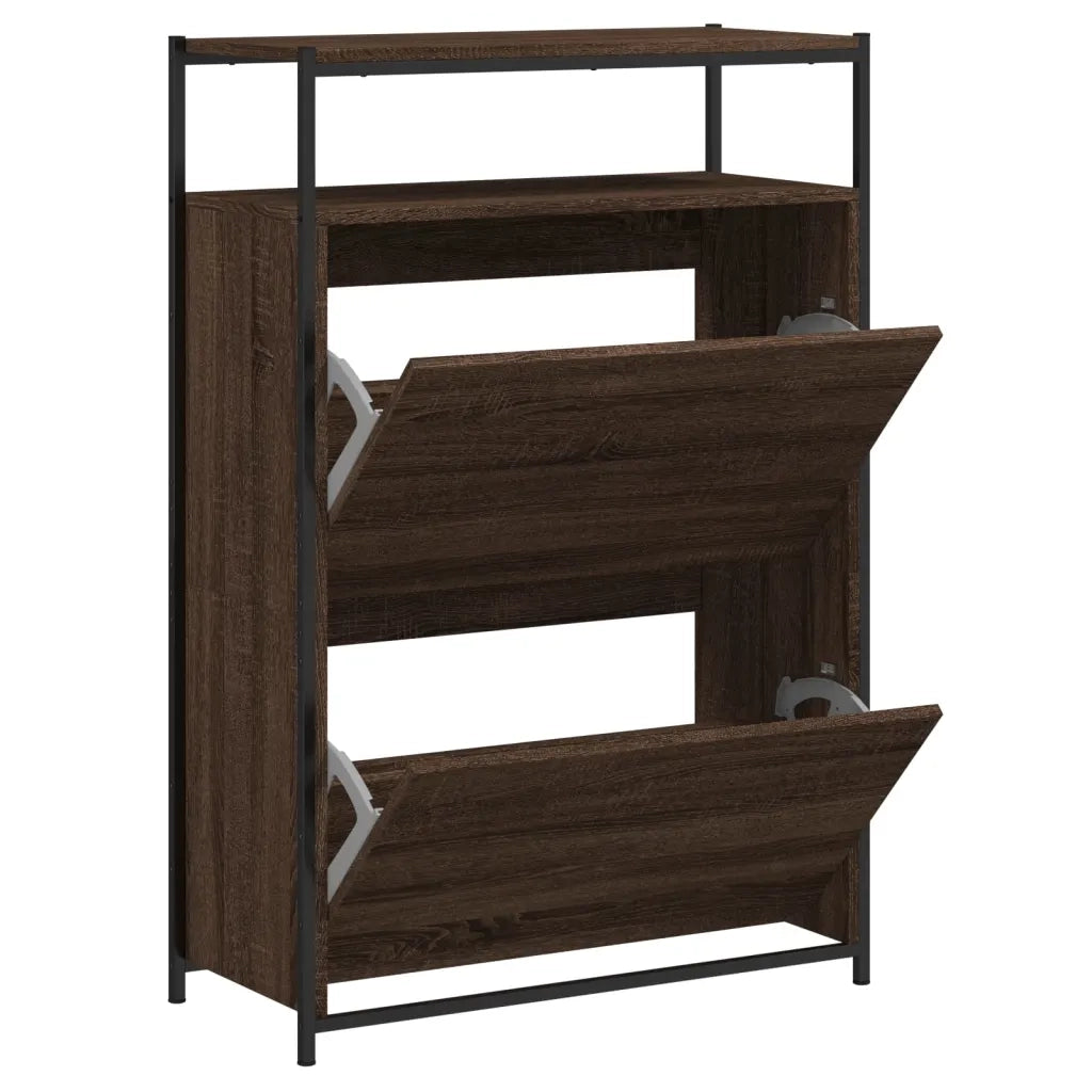 Scarpiera-Scaffale per scarpe Rovere Marrone 75x34x112 cm in Legno Multistrato