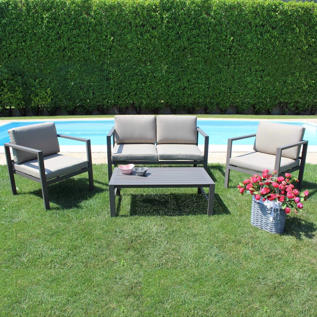 Salotto da Giardino con cuscini 4 posti in Alluminio - LEX