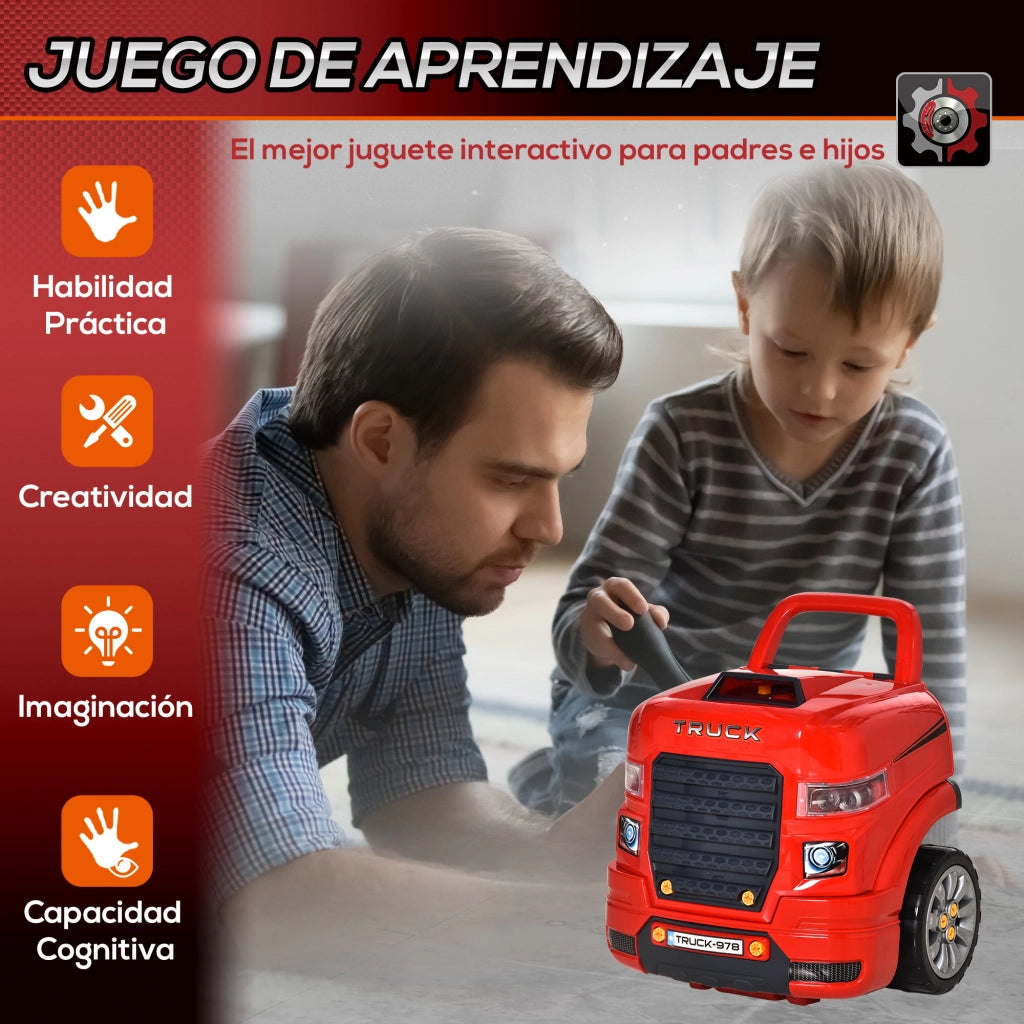 Casetta Camion Giocattolo ¨C Zephmum ¨C Rosso 40x39x47 cm con Contenitore
