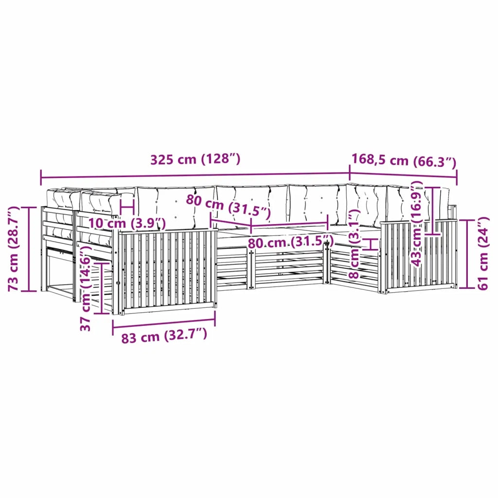 Set di divani da esterno 6 pcs Grigio Naturale e Chiaro 3374016