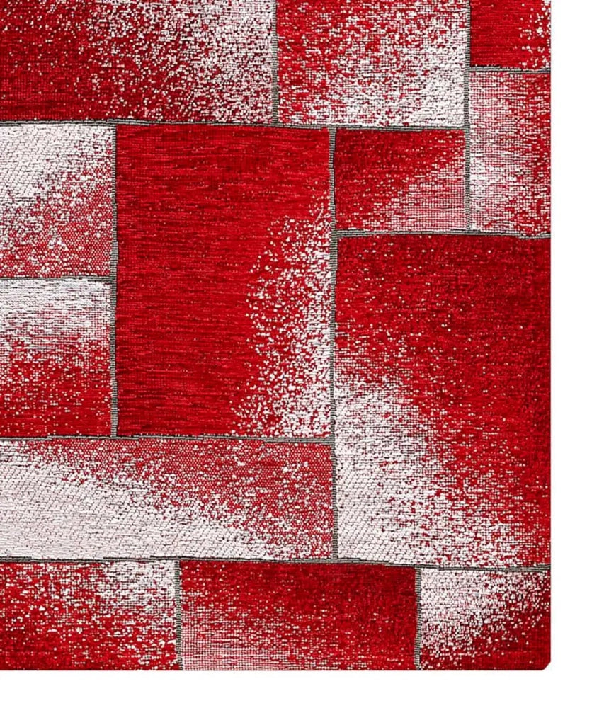 Tappeto Arredo TETRIX ROSSO salotto soggiorno camera, disegno geometrico stile mondrian arte moderna, multiuso lavabile antiscivolo cm.115x175