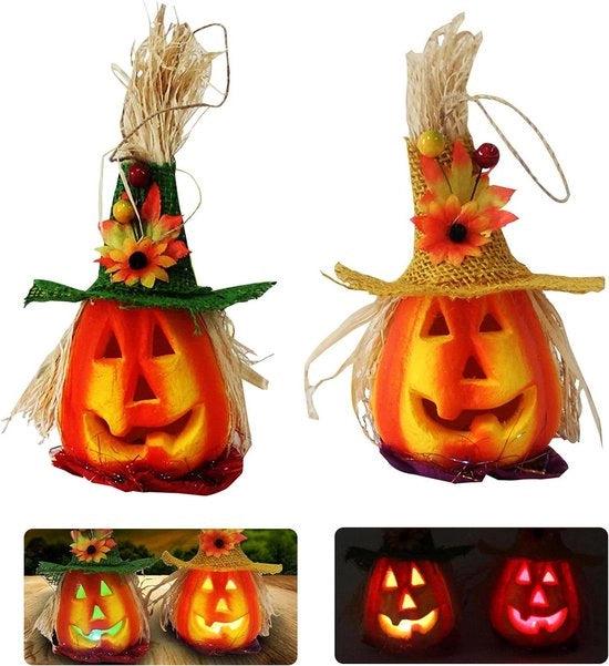 Decorazione di Halloween Lampioncino di Strofoam Pompon Lampione Jack Pompon Lampioncino che Scintilla Decorazione di Luce per Abitazione di Fantasmi - Decorazione di Giardino per Halloween Festa di Halloween (A)