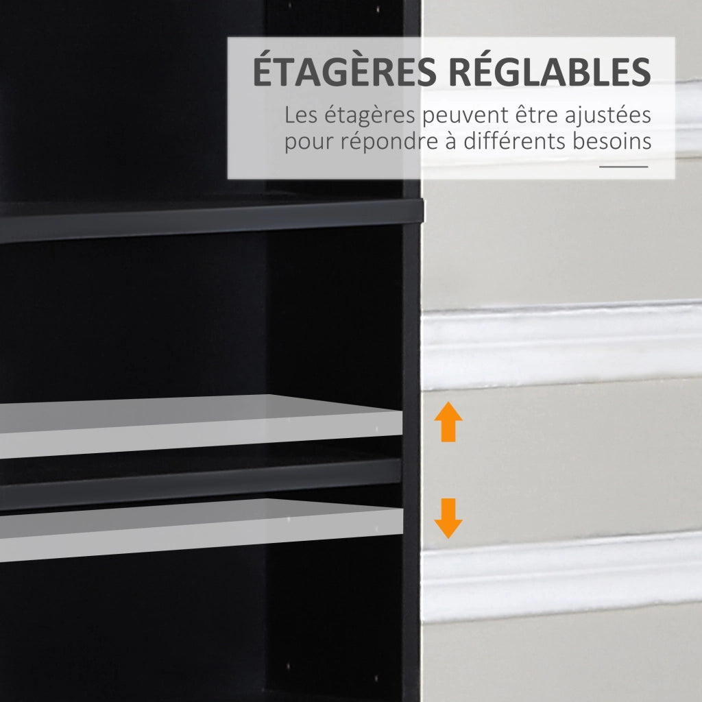 Libreria per CD e DVD, scaffale con 36 scomparti regolabili ¨C Minimal ¨C 102x23.5x195 cm, nero