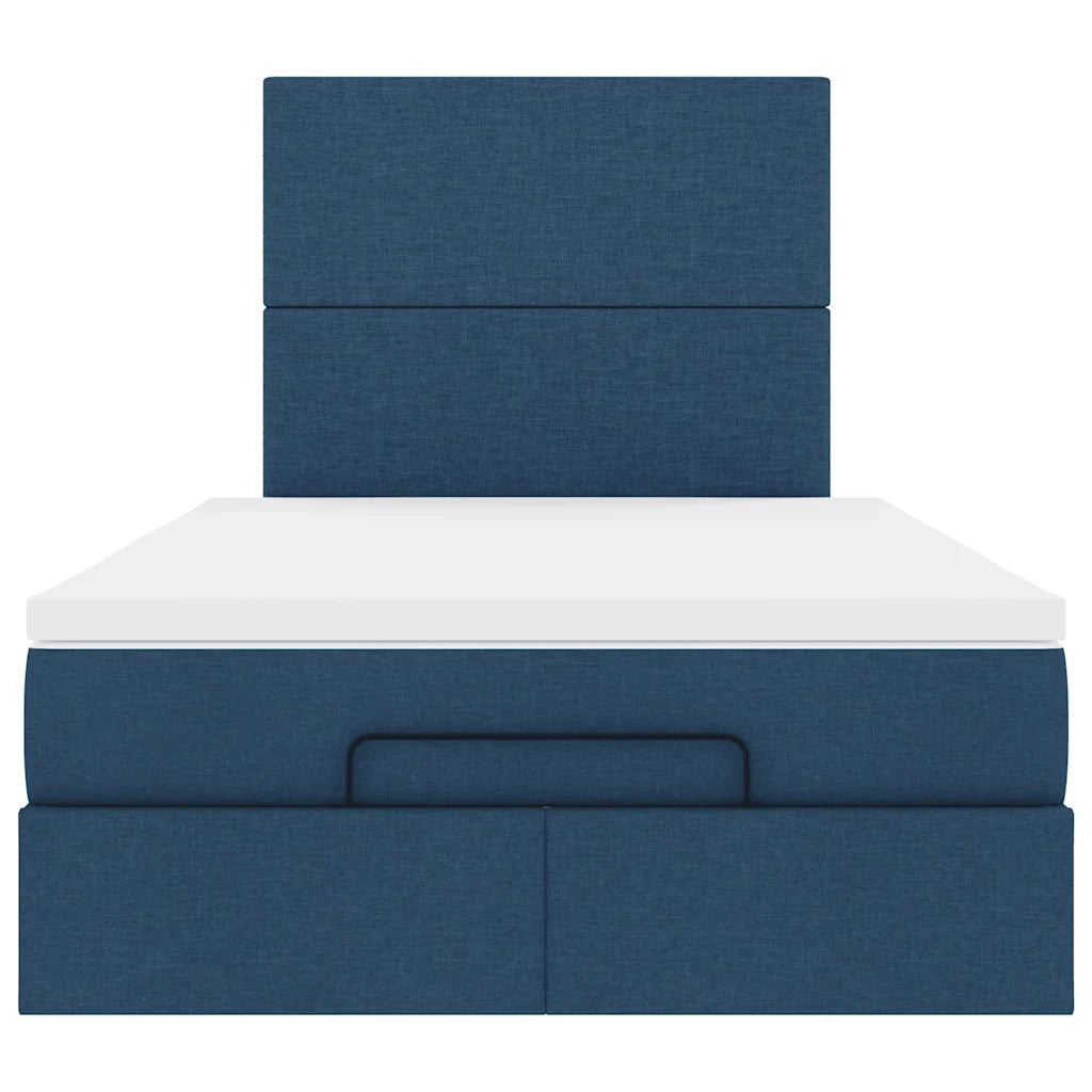 Struttura Letto Pouf con Materasso Blu 120x200 cm in Tessuto 3313070