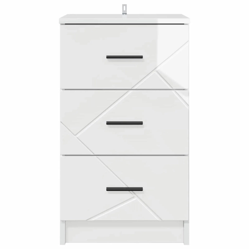 Armadio da Notte con cassetto Bianco lucido 38 x 38 x 66 cm 883378