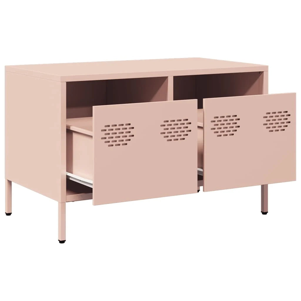 Mobile TV multimediale scaffale TV credenza TV sala da pranzo soggiorno camera da letto rosa 68 x 39 x 43,5 cm acciaio laminato a freddo rosa 02_0028296