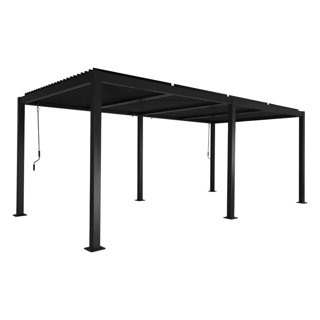 Pergola bioclimatica 3x6m in alluminio e acciaio, lamelle orientabili,
