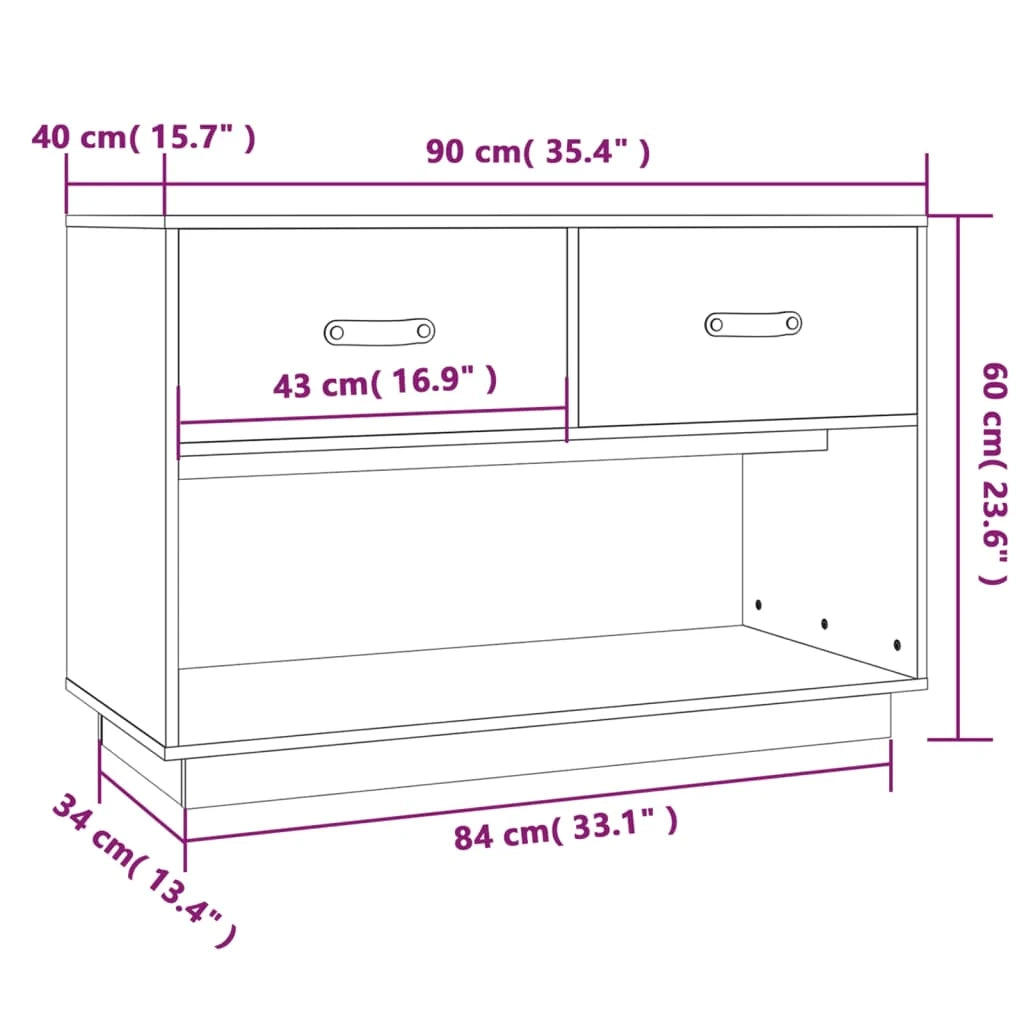 Mobile TV multimediale scaffale TV credenza mobile TV sala da pranzo soggiorno camera da letto 90 x 40 x 60 cm legno di pino massiccio bianco 02_0026358