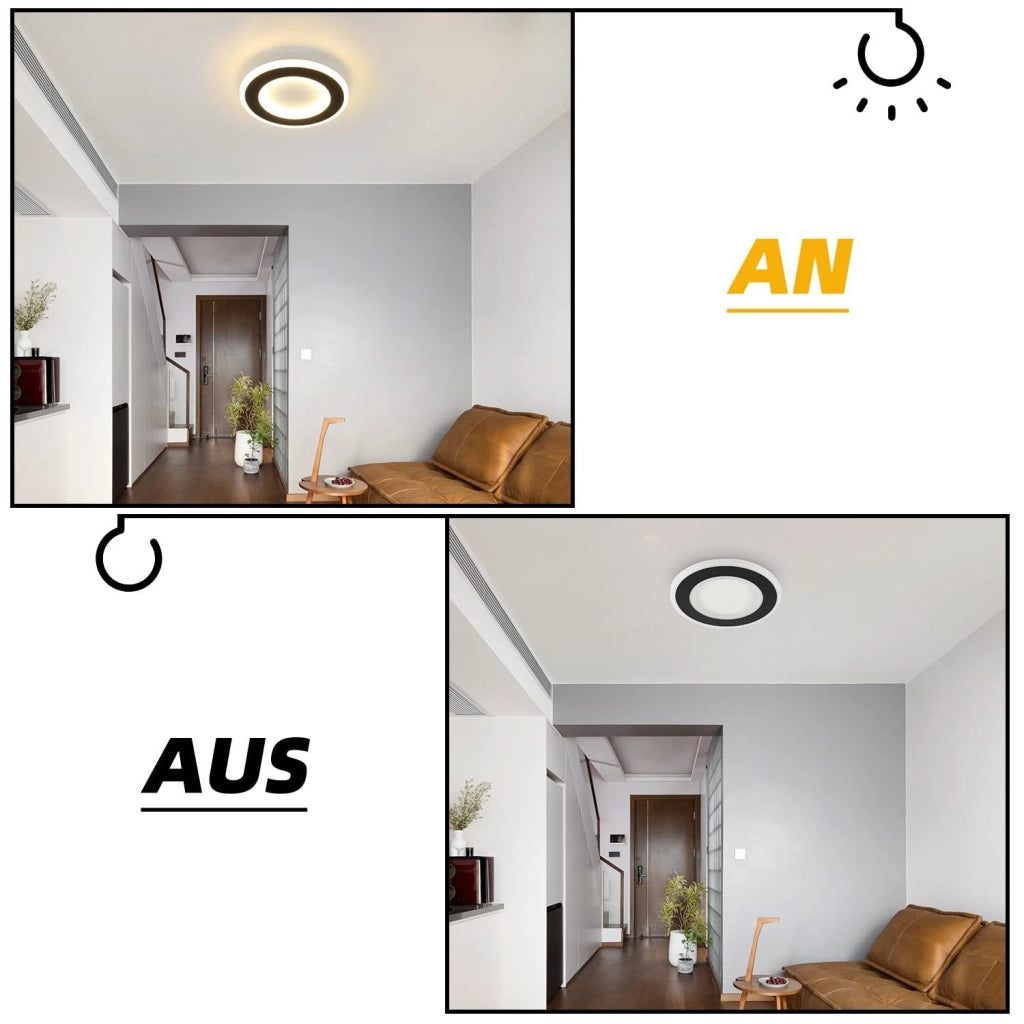 ZMH Lampada da soffitto a LED in bianco e nero da 24 cm per soggiorno e corridoio