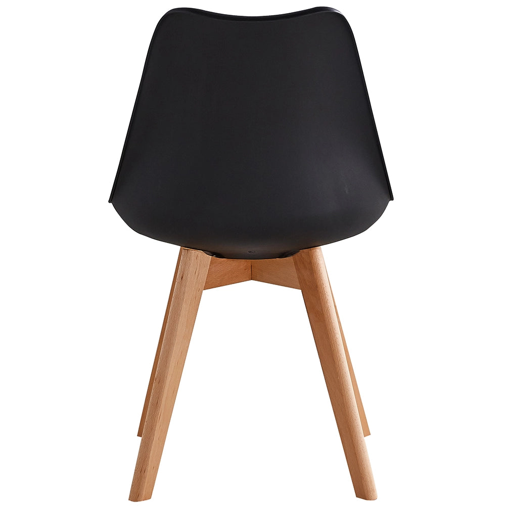 Set 4 Sedie da Pranzo Nero Poltrona Ufficio Casa Gambe in Legno e Cuscino