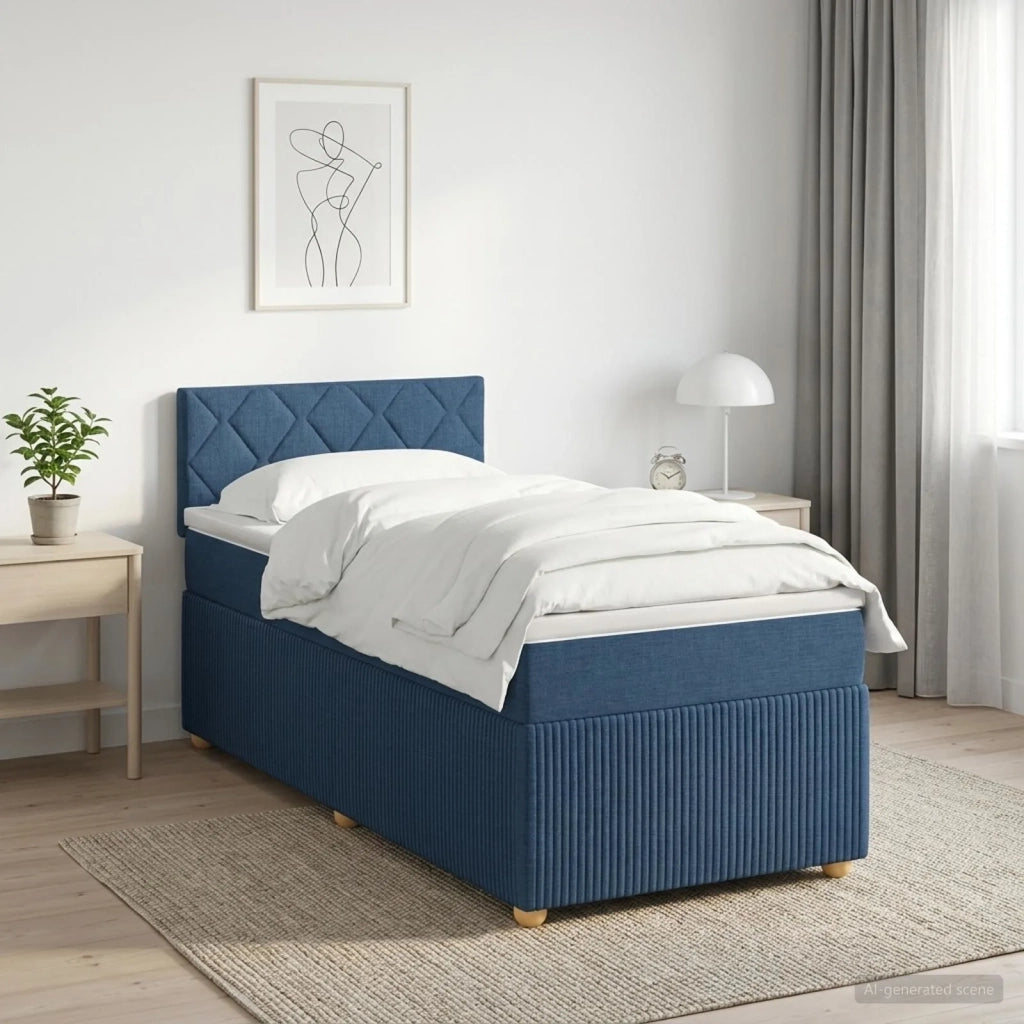 Letto box spring con materasso Blu 90 x 200 cm Tessuto 3451390
