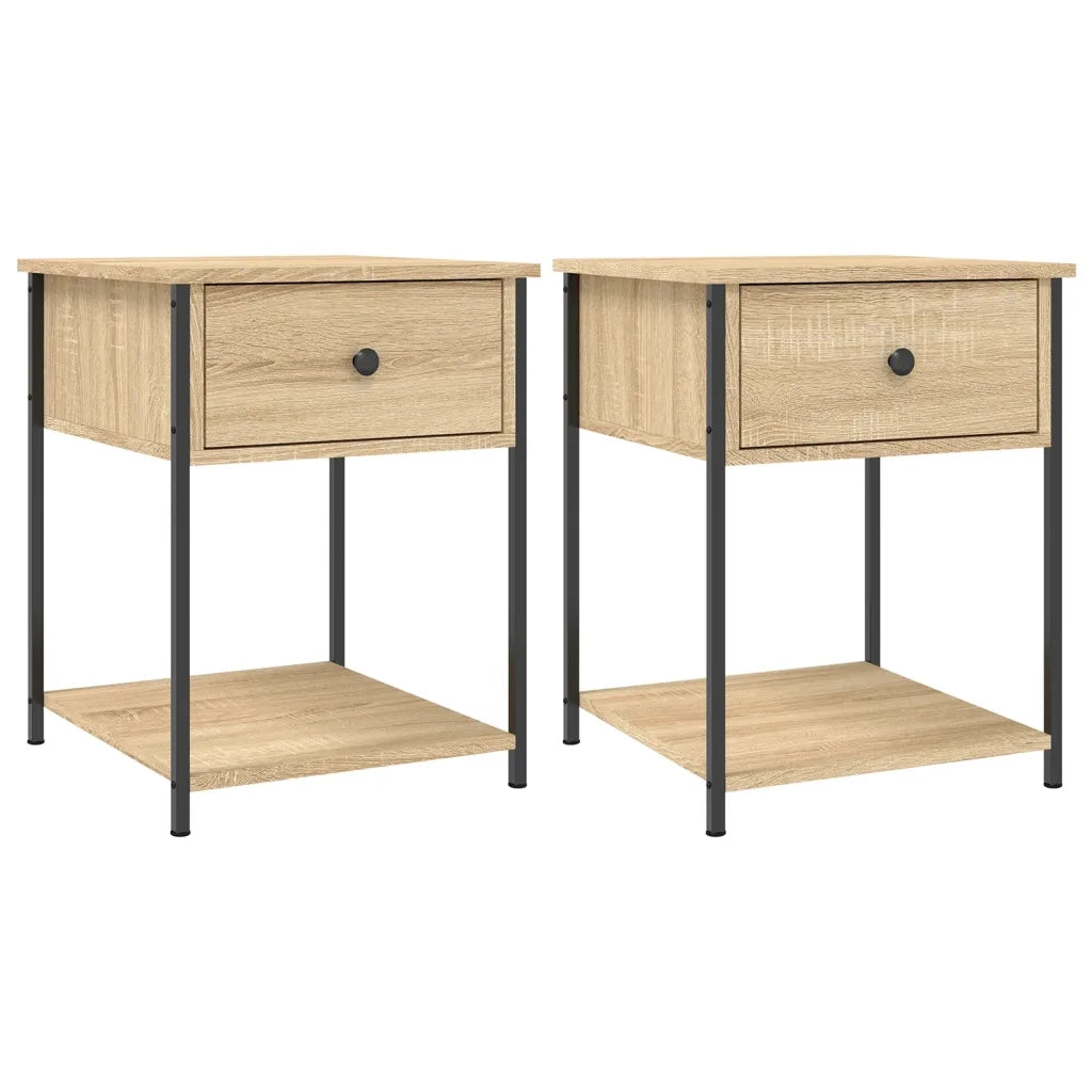 Comodini 2 pz-Set di 2 Tavolino da notte Rovere Sonoma 44x45x58 cm in Legno Multistrato
