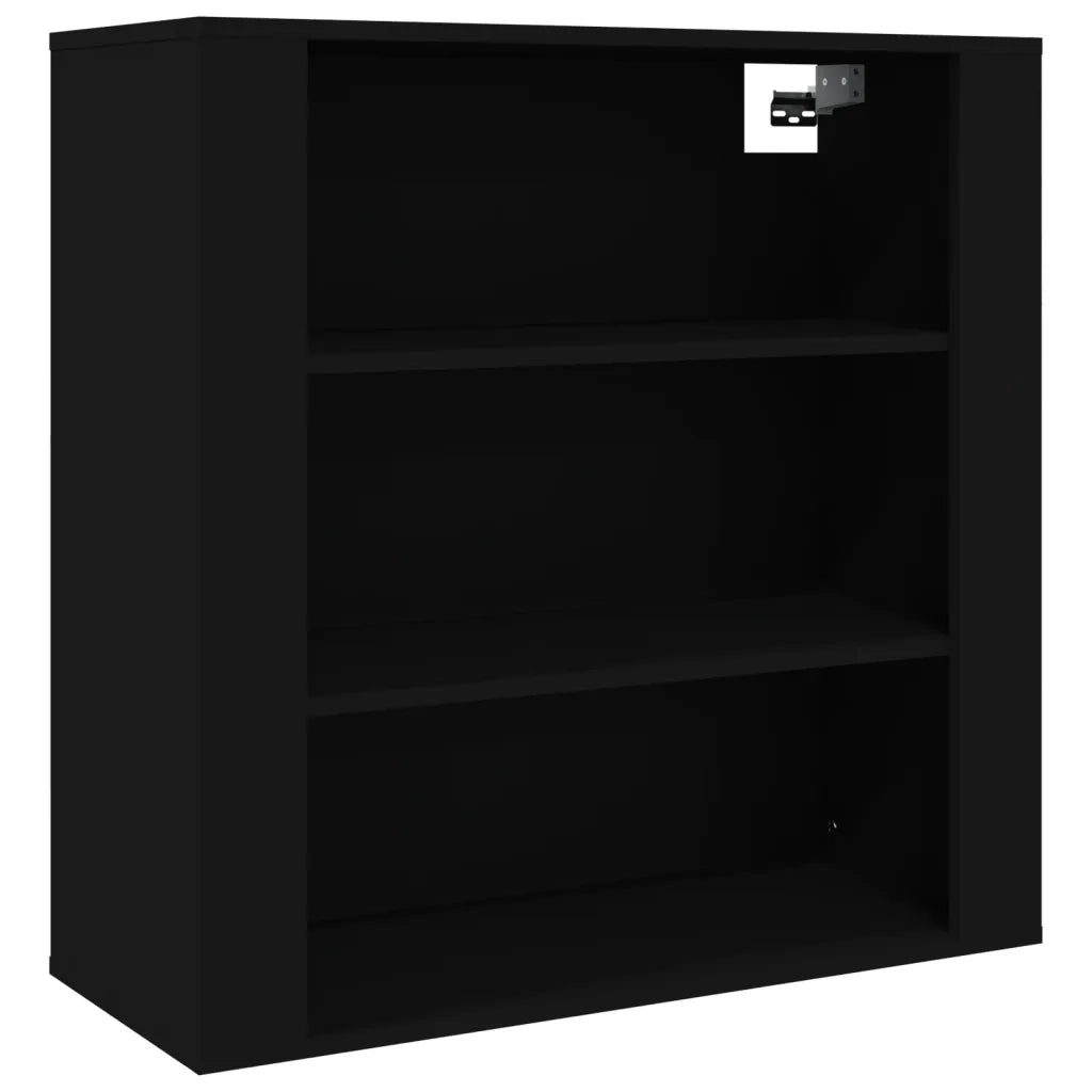 Mobiletto a muro pratico e decorativo 80 x 33 x 80 cm con ampio spazio contenitivo stile contemporaneo in legno composito nero 02_0048282
