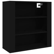 Mobiletto a muro pratico e decorativo 80 x 33 x 80 cm con ampio spazio contenitivo stile contemporaneo in legno composito nero 02_0048282