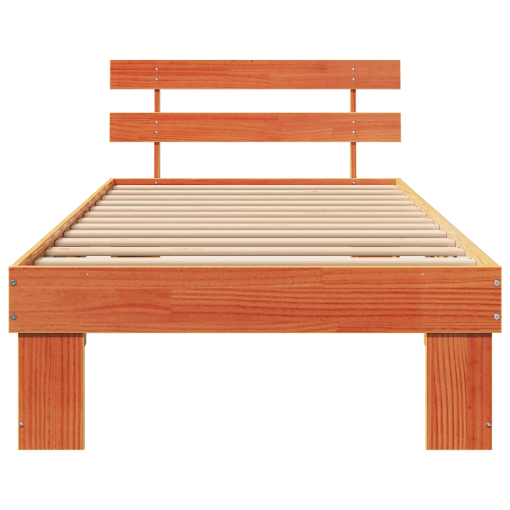 Struttura Letto con testiera Marrone Cerato 90x190 cm Legno massello di pino