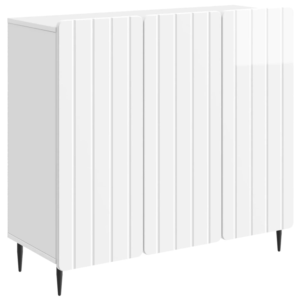 Credenza Bianco Lucido 89 x 34,5 x 82 cm Legno ingegnerizzato