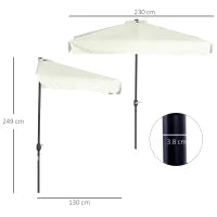 Ombrellone Semicircolare per Parete da Terrazza e Giardino con Manovella, 2.5x2.3m, Crema