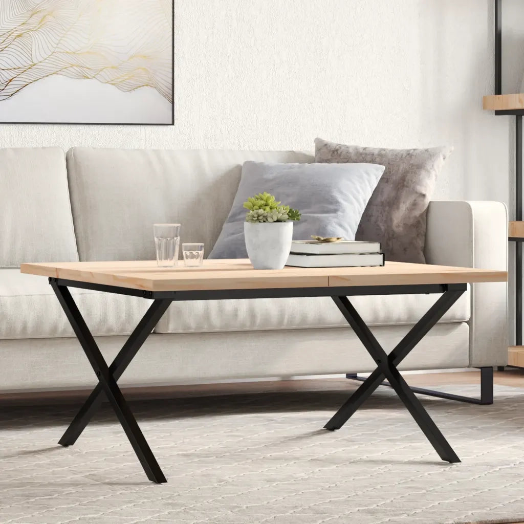 vidaXL Tavolino Salotto Telaio a X 90x90x45,5 cm Legno Pino e Acciaio