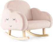Sedia a Dondolo per Bambini 1-5 Anni, Poltrona Imbottita per Bambini con Gambe in Legno Massello e Piedini Antiscivolo, per Sala Giochi, Camera da Letto e Asilo