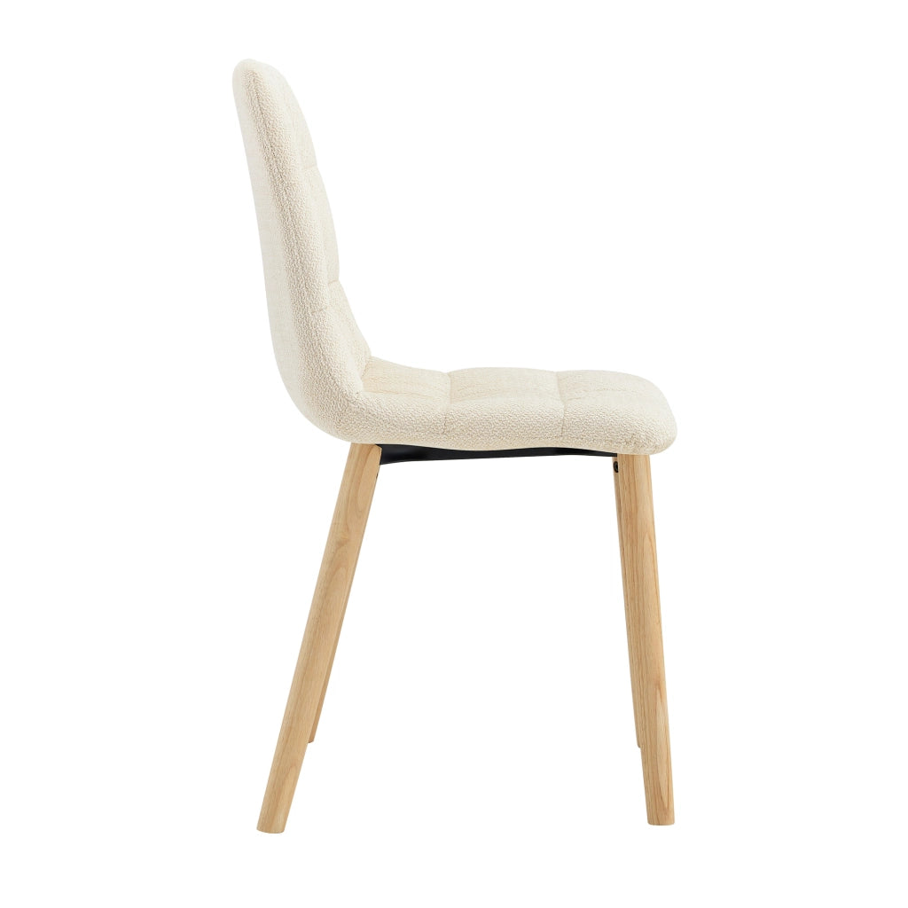 SEDIA da pranzo ergonomica 88 cm in tessuto bianco e legno massello, Set da 2 pezzi