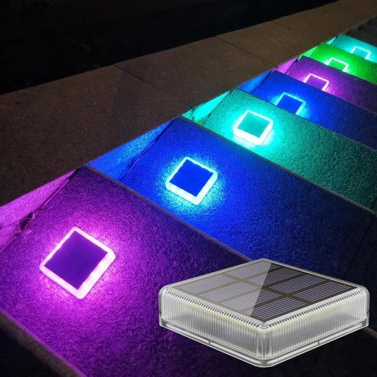 4 pezzi di illuminazione solare per terrazza - IP68 impermeabile - illuminazione esterna per giardino - cambiamento di colore LED RGB - 40lm illuminazione esterna