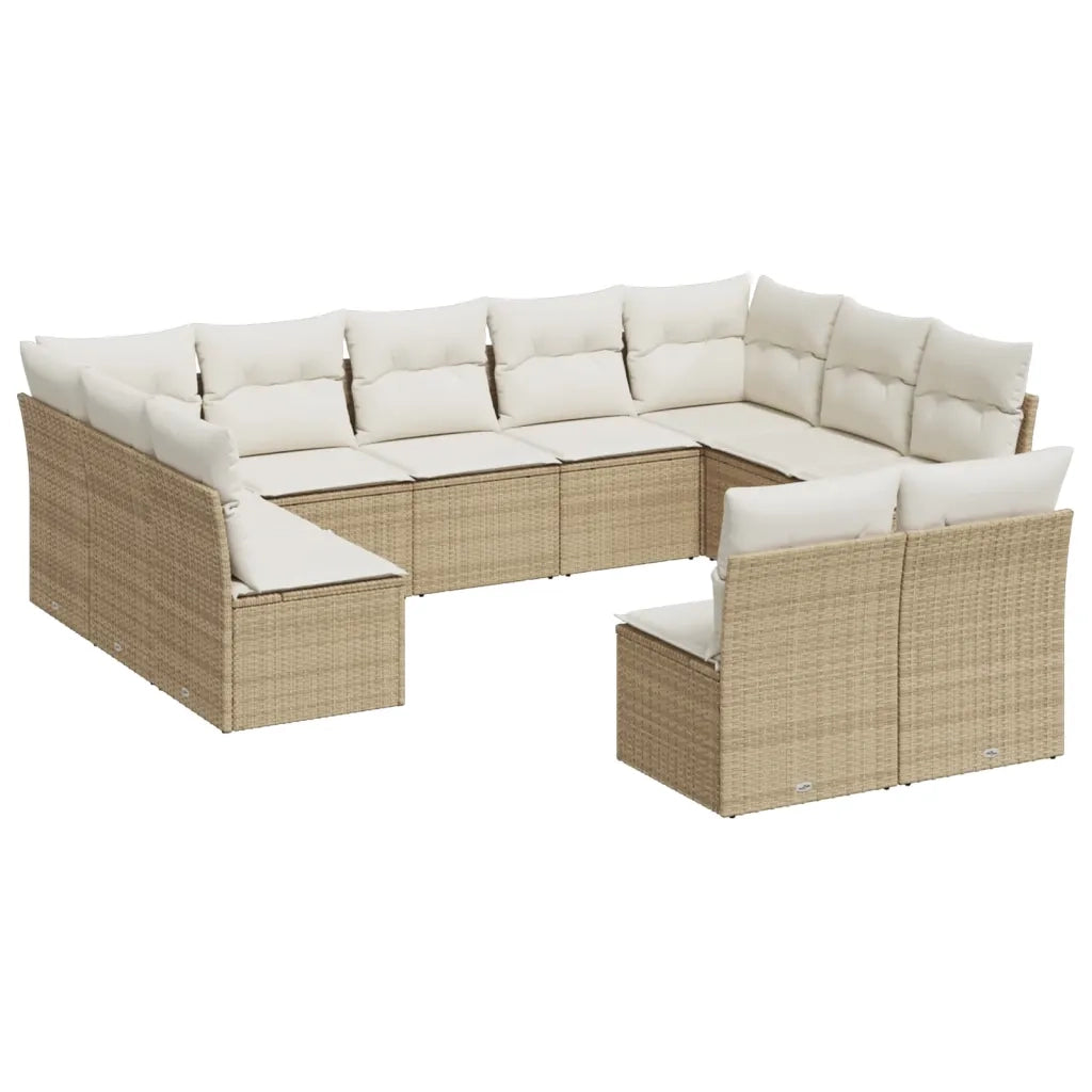 Set Divani da Giardino 11 pz con Cuscini Beige in Polyrattan 3250187