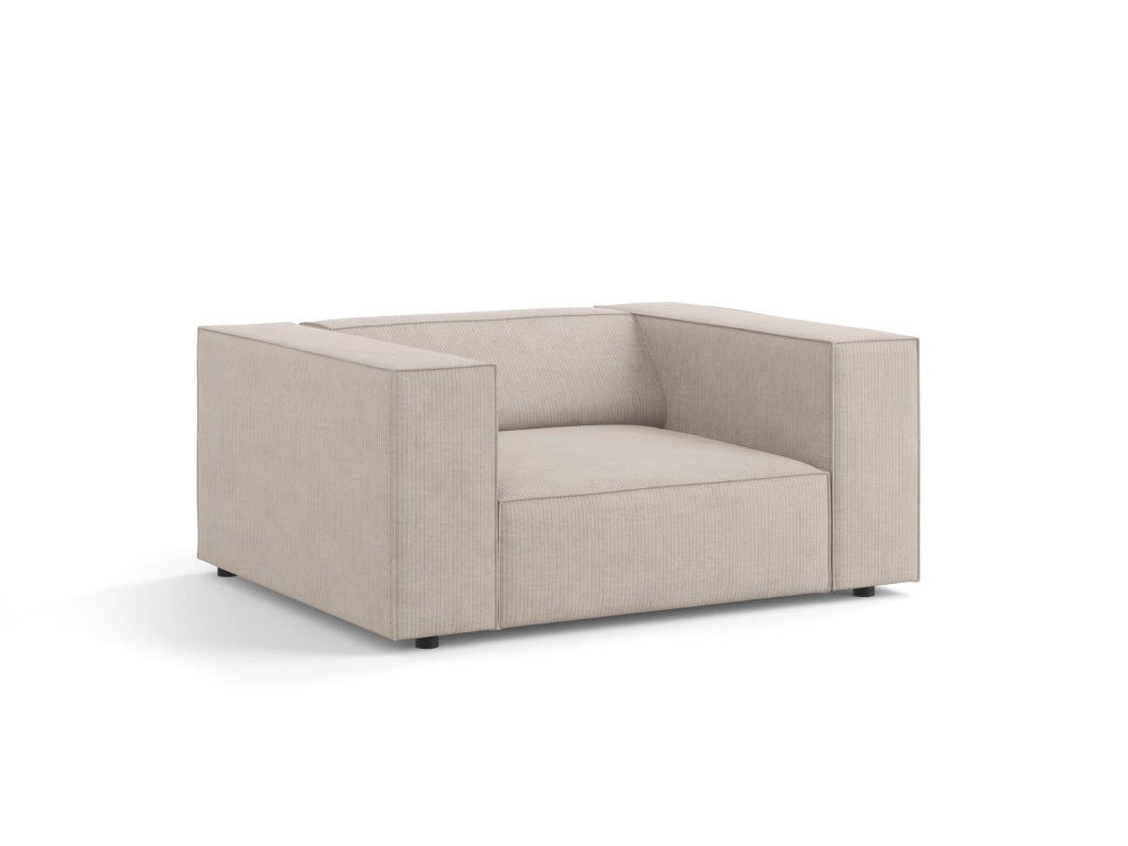 Cosmopolitan Design - Poltrona "Arendal" in ciniglia con effetto a coste beige scuro 
